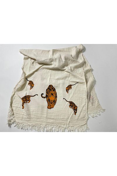 Sobe Hediyelik Muslin Peshtemal, Πετσέτα Παραλίας, Μοτίβο Jaguar, Πετσέτα Μπάνιου Φυσικό 100% Βαμβάκι 100x180