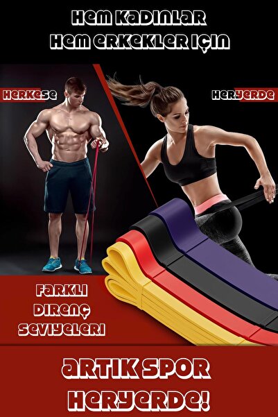 Telvesse 25 KG Direnç Bandı Kas Geliştirme Lastiği Fitness Pilates Cross Training Bant Siyah - Sert