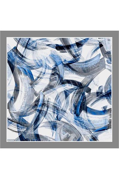 Armine Silk Scarf 2023 Summer 8932-04 Gray Blue Twill