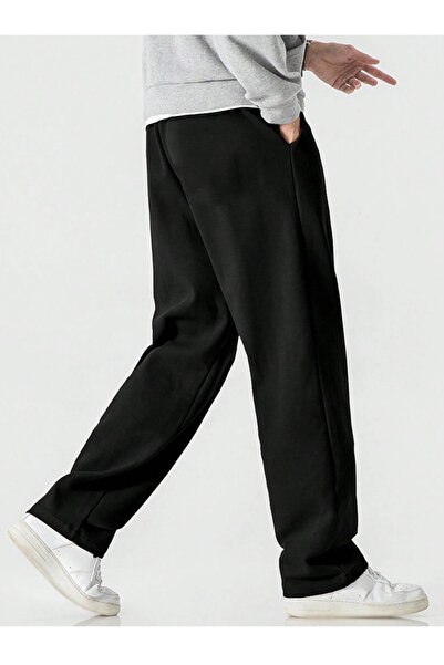 yx yustex sport Pantaloni de sport negri Walker largi, largi, cu 2 fire, gros...