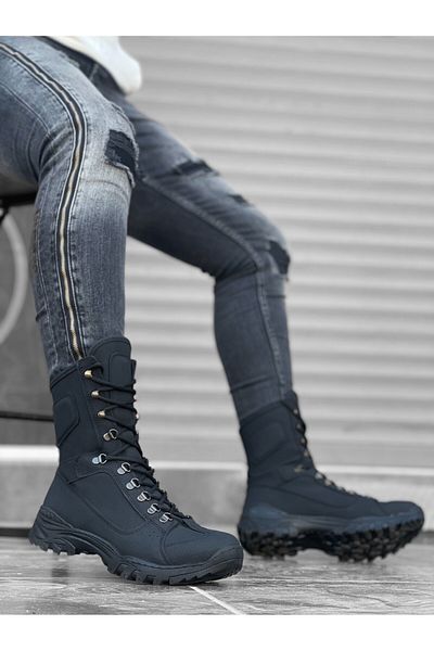 BOA BA0605 Black Nubuck - Lace-up Military Boots