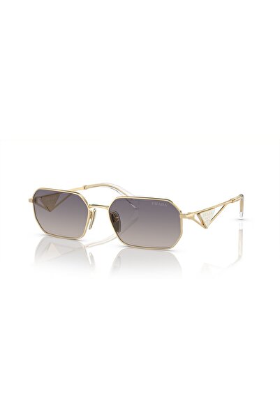 Prada Woman Irregular Sunglasses- Pr A51s - Lense Size:58mm - Pale Gold