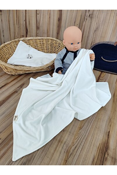 Bebella Ecru Girl Boy Baby Blanket 100% Cotton Double Layer Sided Gift Multi-Purpose Blanket 85X85