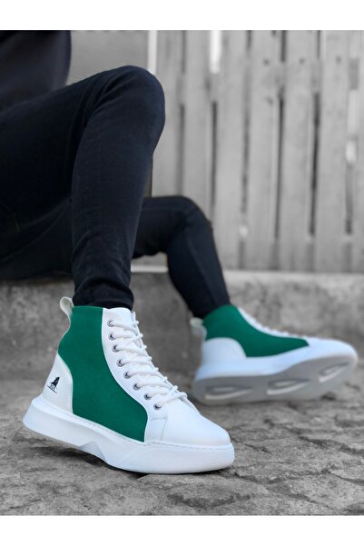 DMR Elegance BA0256 Lace-Up Men's High Sole White Green Sole Sports Boots