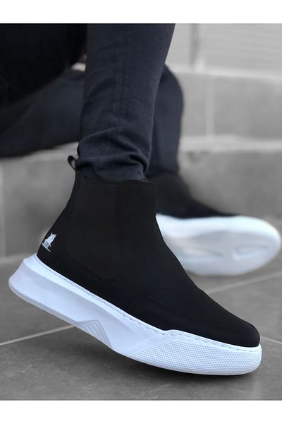 BOA Ba0150 Laceless Strapped Men's High Sole Black Sports Boots