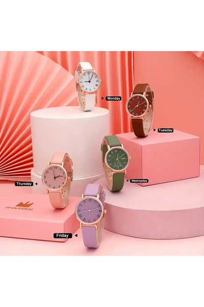 DELLS ACCESSORY Classic Minimalist Quartz Clock Analog Pu Leather Wristwatch
