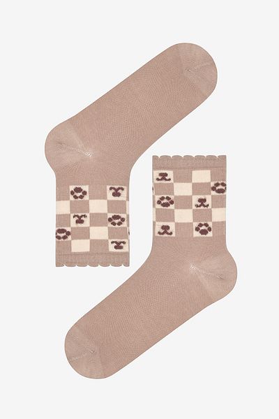Penti Bear Checkerboard - Set of 2 Beige, Multicolored Socks