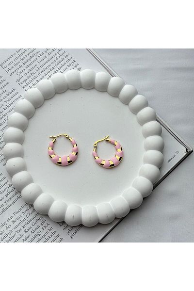 DEMOKAN Women's Steel Earrings Colorful Line Detail Hoop Earrings