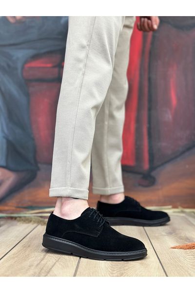 BOA Ba0003 Lace-up Suede Classic Black High Sole Casual Men's Shoes