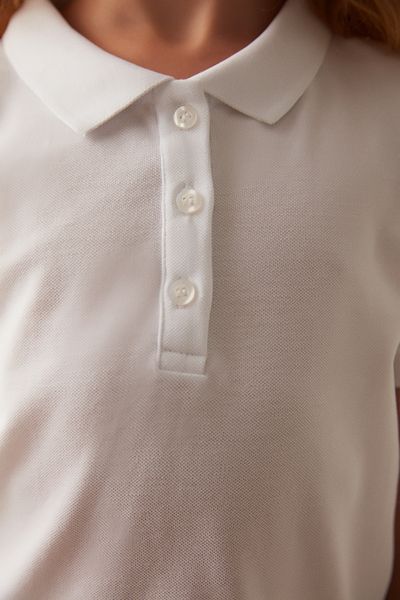 Penti Tricou unisex cu mânecă scurtă cu guler polo alb