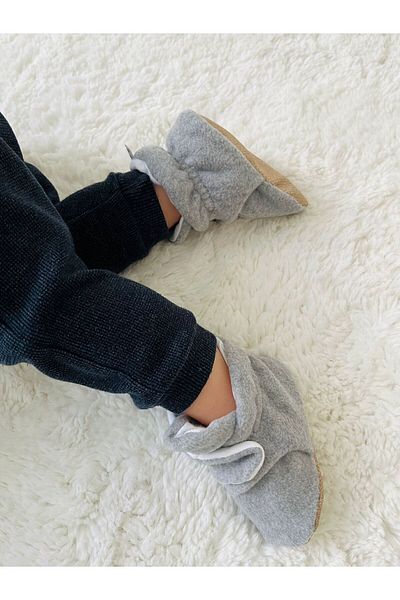 Ella Bonna Rutschfeste Sohle, mit Bio-Baumwolle gefüttert, schweißfest, kältebeständig, Ella Bonna Basic Grey Slippers