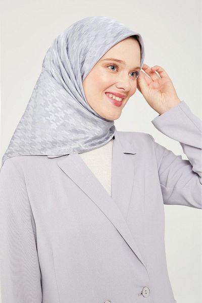 Levidor Ασημί Χρώμα Ζακάρ Κασκόλ Houndstooth