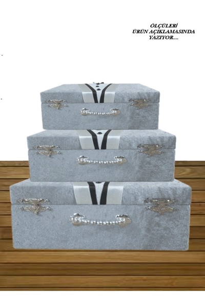 Sandık Gelin Damat Bavul Çanta Hurç Çeyiz Sandığı 3lü 0129