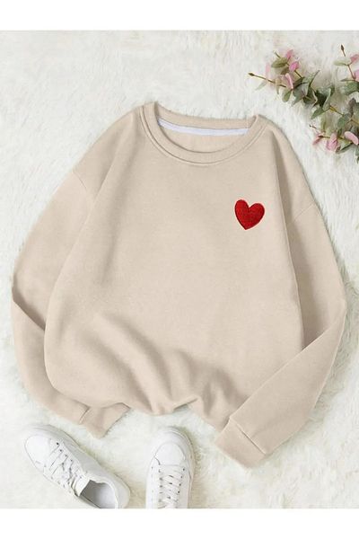 Machetta Φούτερ Unisex Heart Printed Crew Neck Oversize