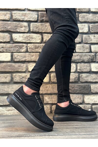 BOA BA0302 Boa Kalın Taban Bağcıksız Tarz Casual Siyah Siyah Erkek Ayakkabı