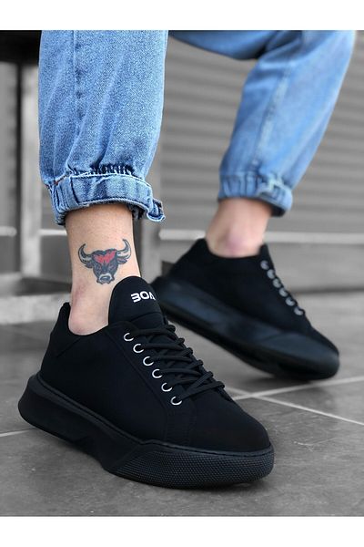 BOA Ba0161 Lace-up Men's High Sole Black Sports Shoes