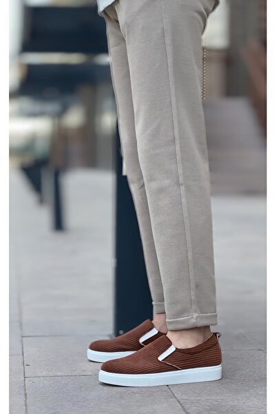 BOA BA0339 Laceless Velvet Brown White Sole Casual Men's Shoes