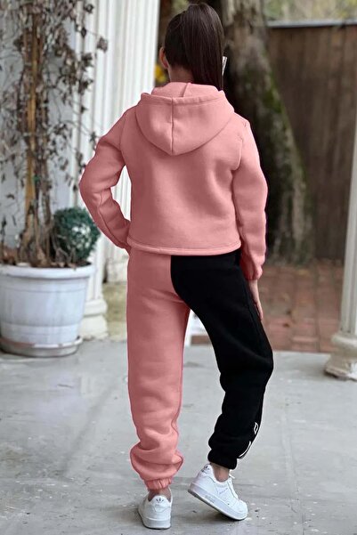 Riccotarz Σετ φόρμας για κορίτσια με κουκούλα 3 κλωστών Baby printed Salmon