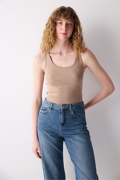 Penti Μπεζ Rib Basic Cami Tank Top