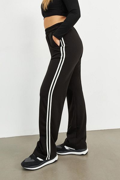 Curly BLACK SIDE STRIPED BOWL LEGGING TRACKPANTS