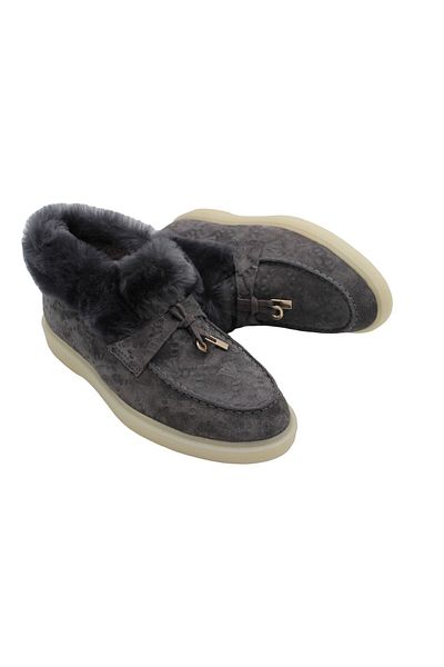 aayak&kabımofficial Genuine Leather Gray Suede and Gray Fur Gray Suede Daily Comfortable Women's Boots