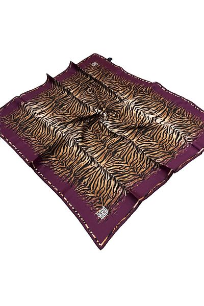 Levidor Μωβ Ζέβρα με μοτίβο Twill Μεταξωτό Κασκόλ - 4062-25