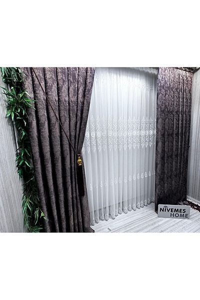 NİVEMESHOME Pera V-5301 - 1/3 Sik Pleated Background Curtain Apm