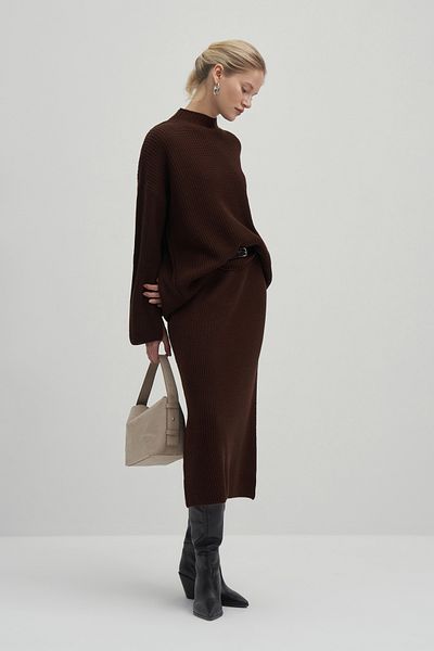 mathilda store Bitter Brown Sara Knitwear Skirt Sweater Set