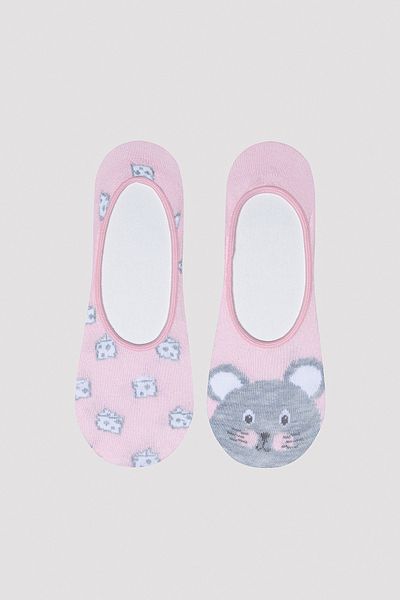 Penti Pink Mouse Patterned Set of 2 Ballerina Socks