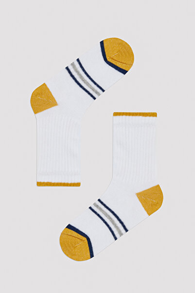 Penti Erkek Çocuk Renkli Çizgili Beyaz 4lü Tenis Soket Çorap