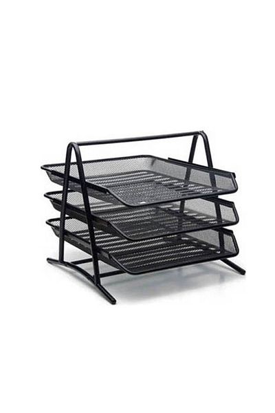 onixe Viva Inox 3-Piece Metal Document Shelf Black