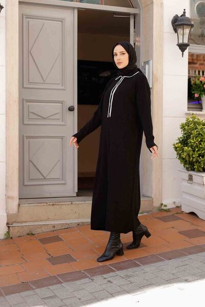 Rimel Moda Polo Yaka Elbise Siyah