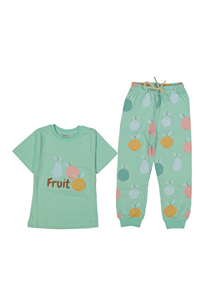 bebegen طقم بيجامة بناتي مطبوع عليه فاكهة خضراء مائية