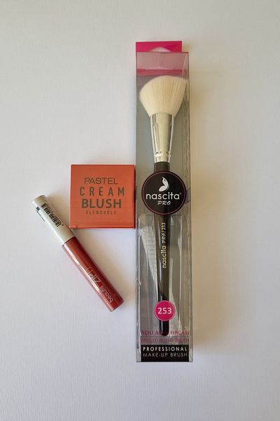 Pastel 3-Piece Blush Lipstick and Blush Brush Set