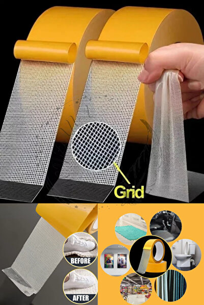 BEYZANA Süper Güçlü 10 Metre Çift Taraflı Yapışkan Bant Ince Saydam Örgü Su G...