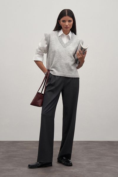 mathilda store Gray V-Neck Knitwear Sweater