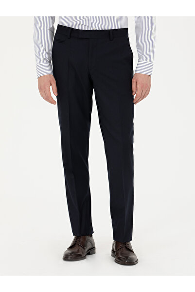 Cacharel Koyu Lacivert Slim Fit Yün Karışımlı Kumaş Pantolon 50270151-VR100