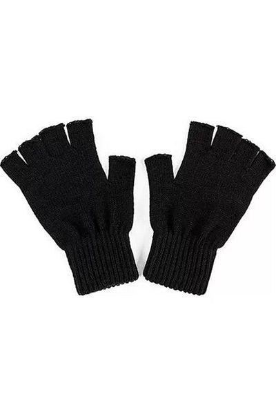 MAKgym Men's Short Fingerless Knitwear Gloves - Black