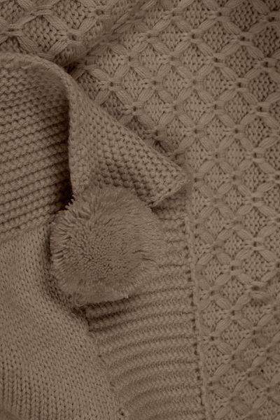 DOUX HOME Плетено одеяло за телевизор Yeliz Knitwear с 10 помпона 130 X 170 (БИСКВИТИ)