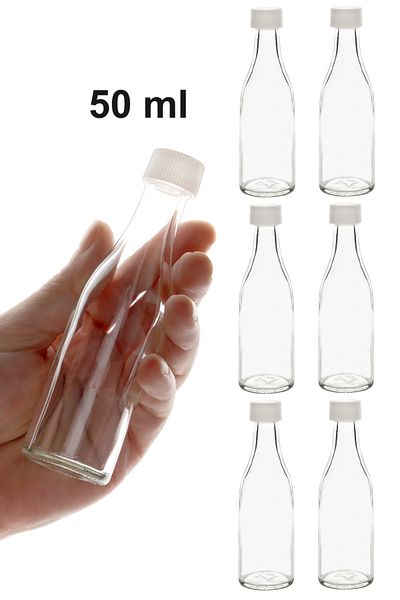 Milea Drip Model 50 ml Sauce Bowl - Winter, Marmalade, Vinegar Oil, Leak Proof Cap, Clear Glass Bottle 6 Pieces
