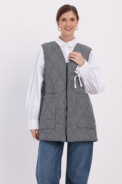 ALLDAY Black-White Double Sided Quilted Vest