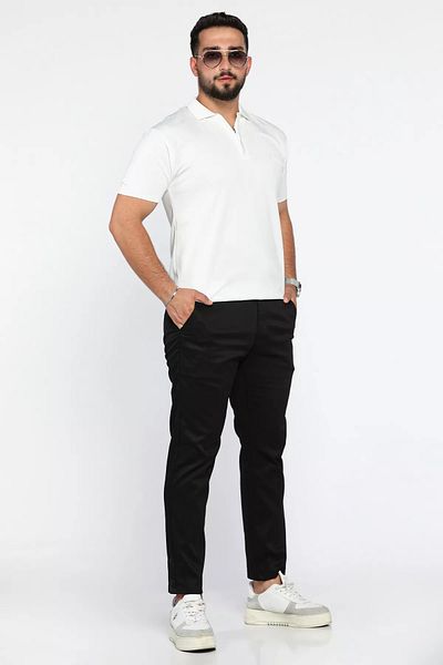MİSHAR İTALİA Black Elastic Waist Gabardine Trousers