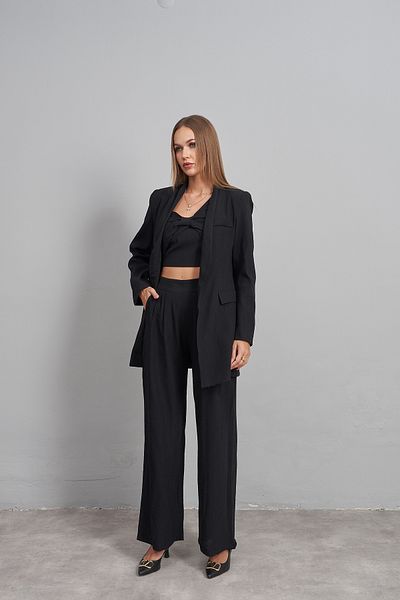 Rabia Çelik Women's Black Bustier Pants Jacket Top and Bottom Set