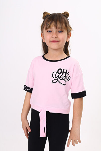 Toontoy Fată - Tricou cu imprimeu cu detaliu de legare