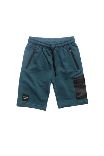 bebegen Pantaloni scurți Capri din bumbac pieptănat cu buzunar cargo verde pentru băiat