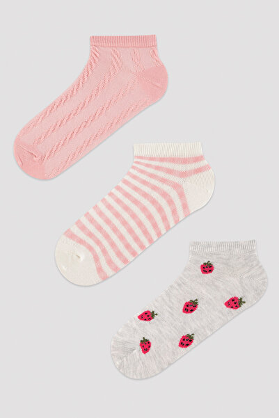 Penti Șosete ghete din 3 piese cu model de căpșuni