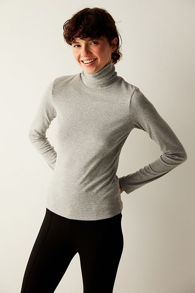 Penti Gray Melange Turtleneck Basic Long Sleeve Top