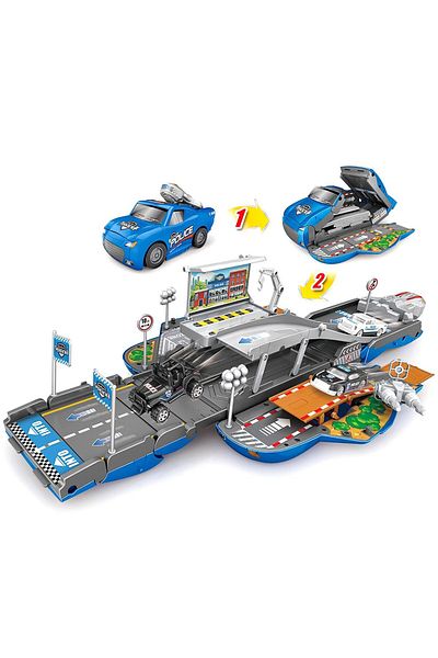 TOYFEST سيارة قابلة للتحويل إلى منحدر إطلاق الضوء والصوت