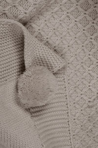 DOUX HOME Yeliz Knitwear Tv Blanket - 10 Pompoms, 130X170 (Stone)
