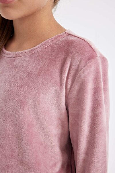 DeFacto Lány pizsama szett kerékpár nyakú polár hosszú ujjú felső, hosszú alsó D1067a824wn